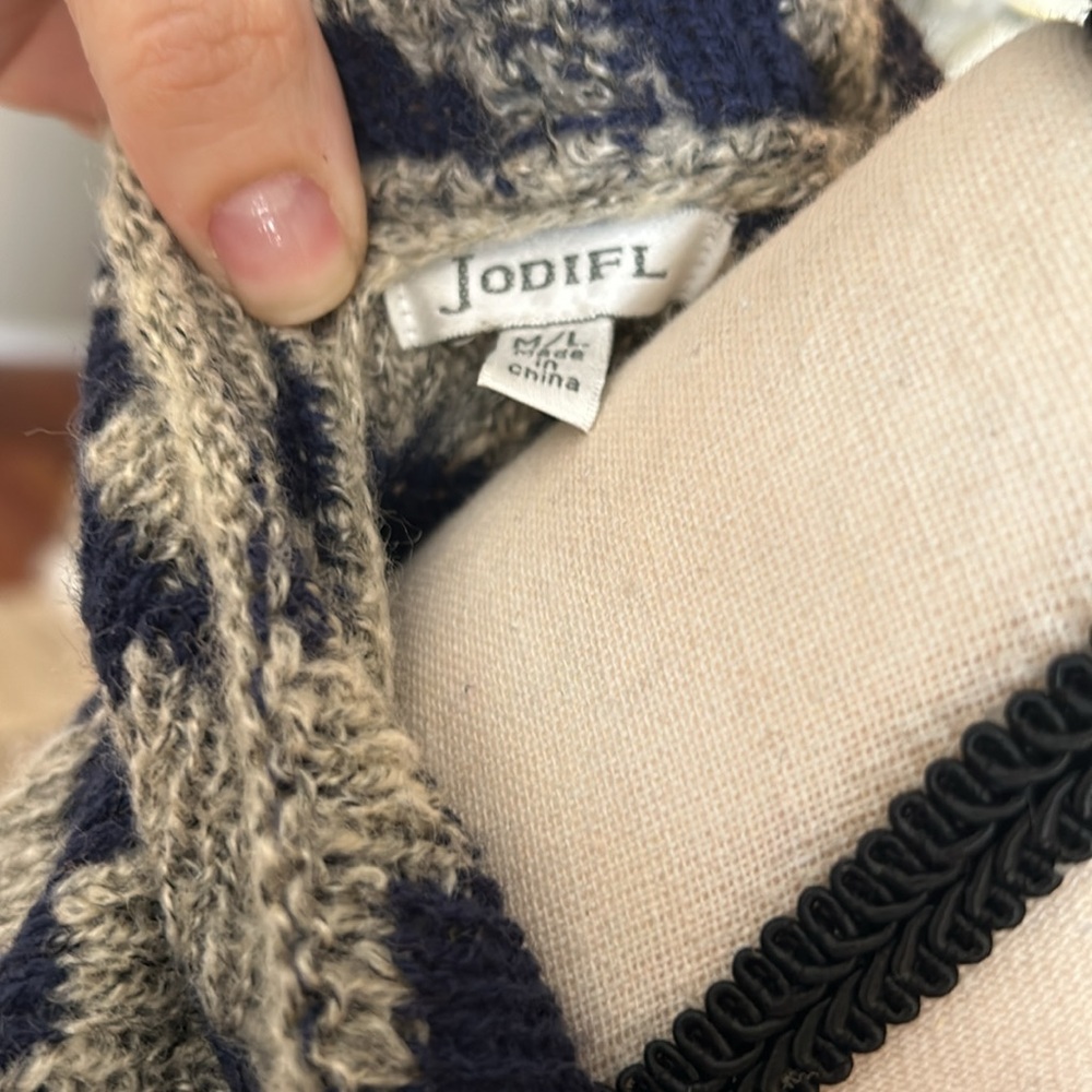 Geometric Patterned Open Front Sweater - Picture 6 of 11